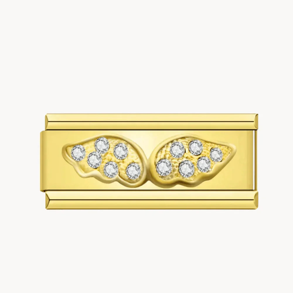 Double charms ailes d’ange strass
