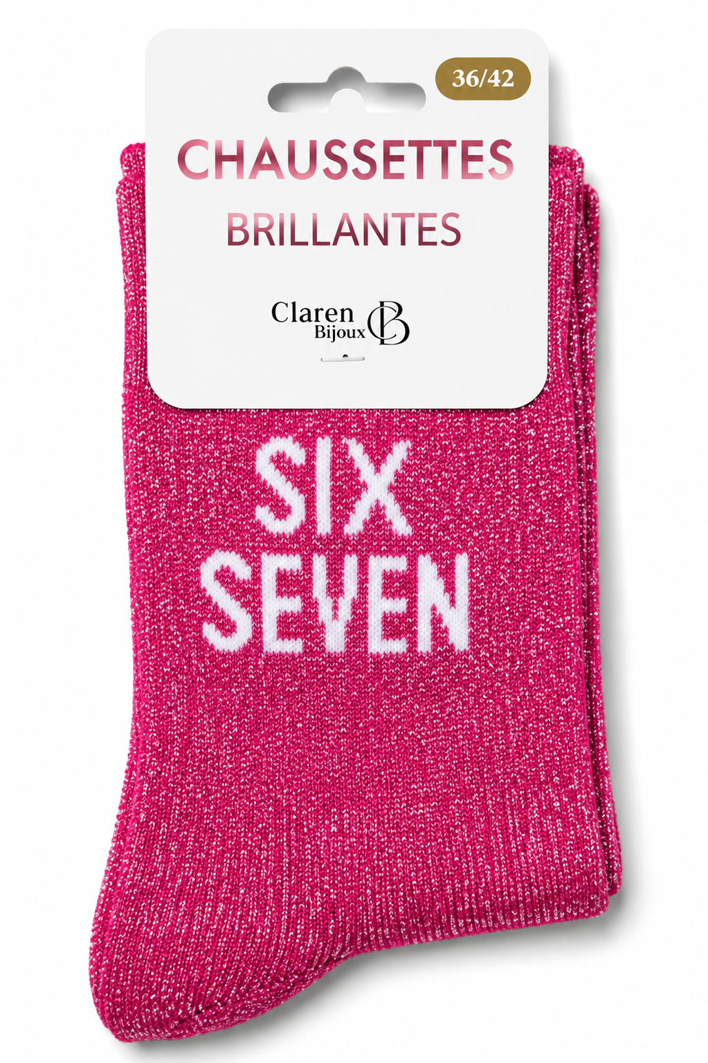 Chaussettes à paillettes fuchsia Six Seven
