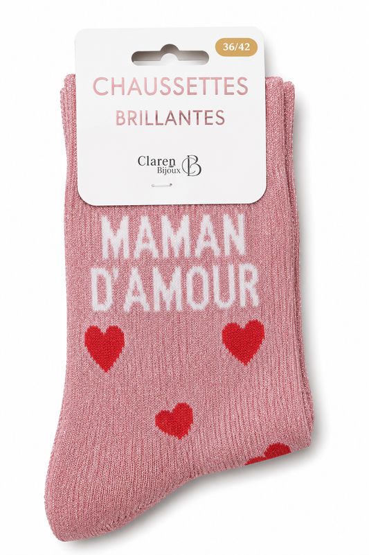 Chaussettes à paillettes Maman d’amour