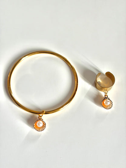 Duo jonc et bague breloque Maya