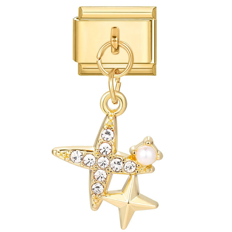 Pendentif étoile strass et perle