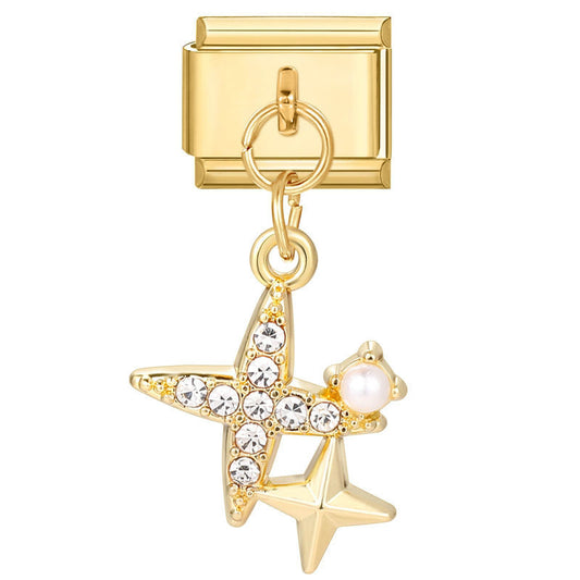 Pendentif étoile strass et perle