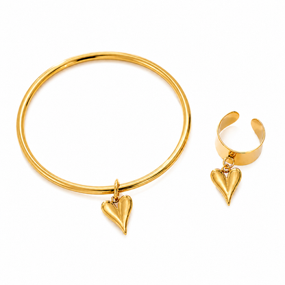 Duo jonc et bague breloque Célia