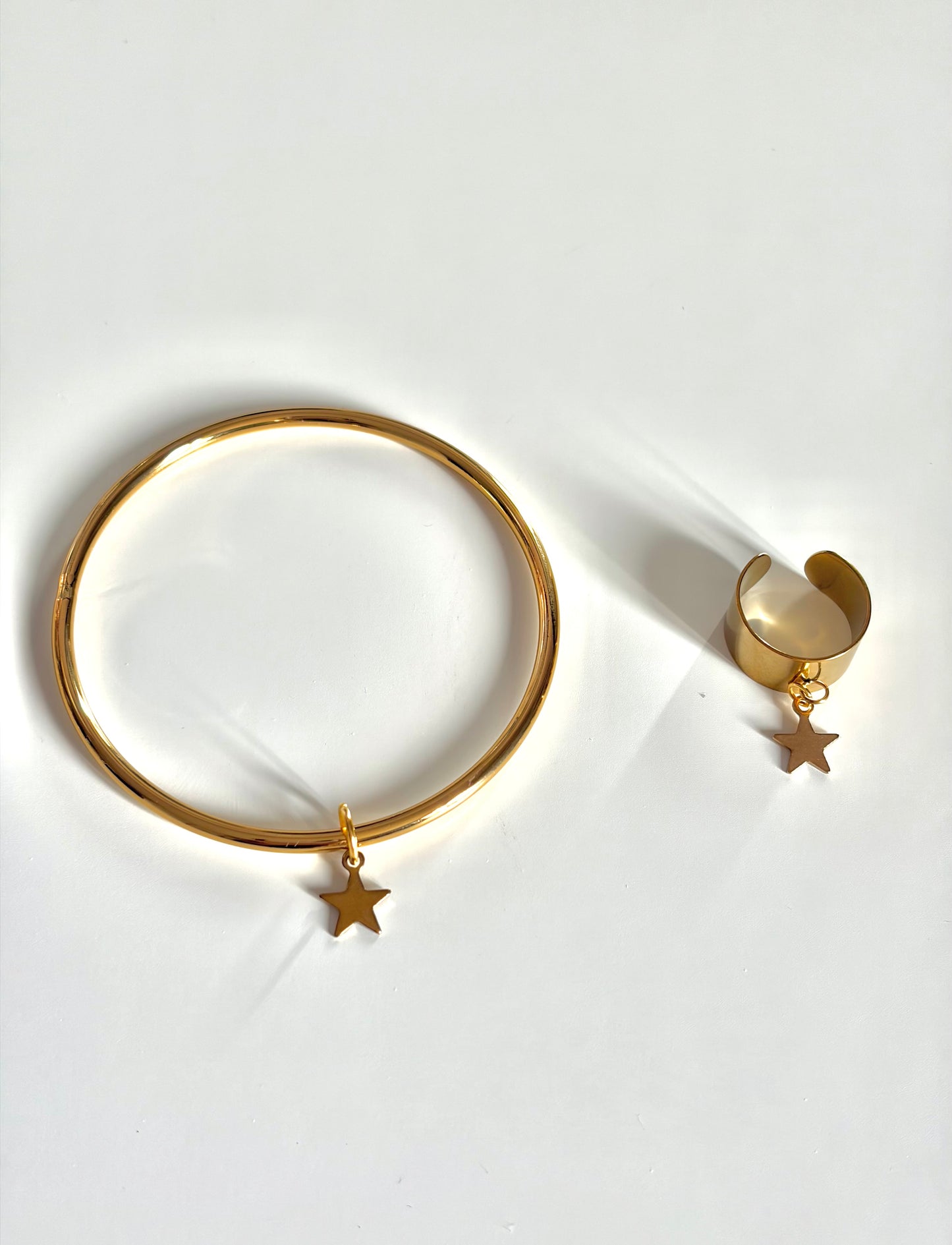 Lot jonc et bague breloque Stella doré