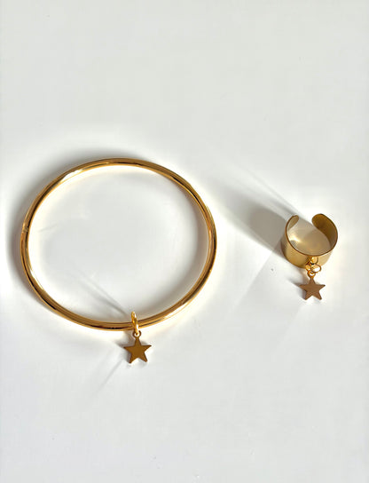 Lot jonc et bague breloque Stella doré