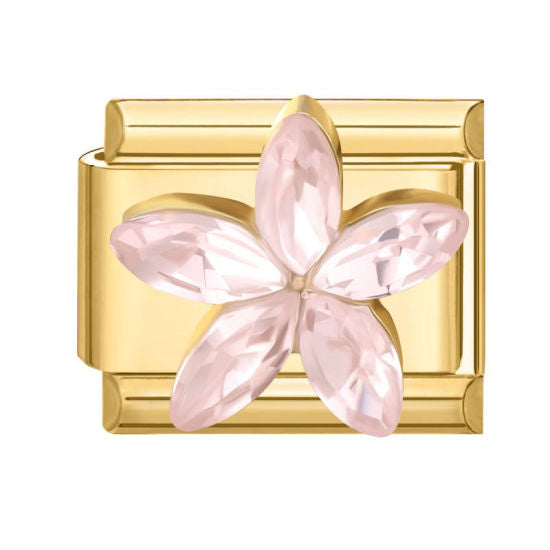 Fleur strass rose pastel