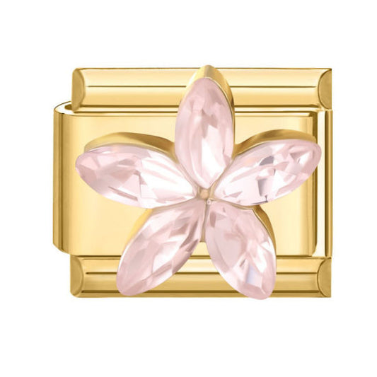 Fleur strass rose pastel