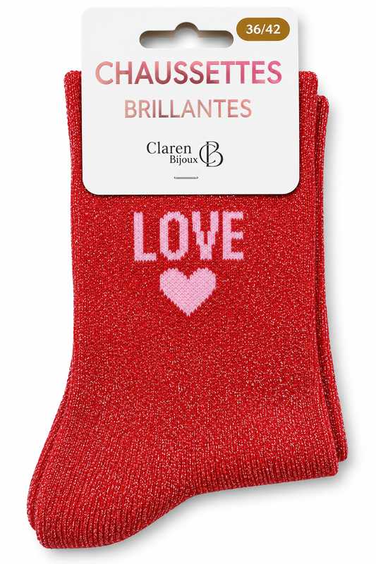 Chaussettes à paillettes Love