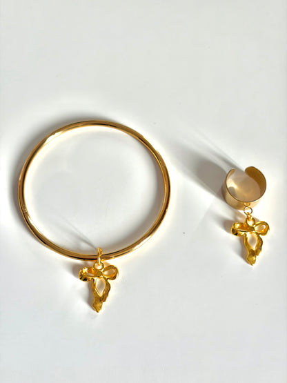 Duo jonc et bague breloque Lina