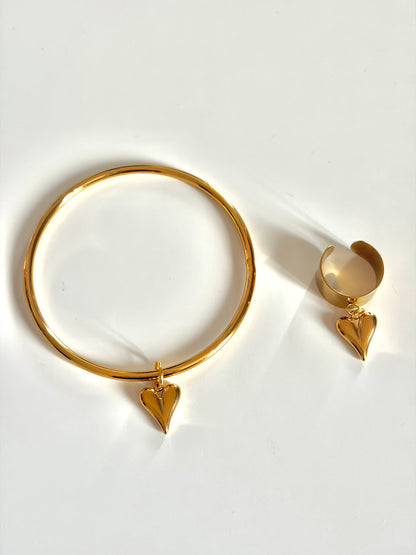 Duo jonc et bague breloque Célia