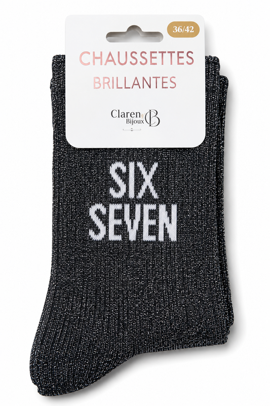 Chaussettes à paillettes noires Six Seven