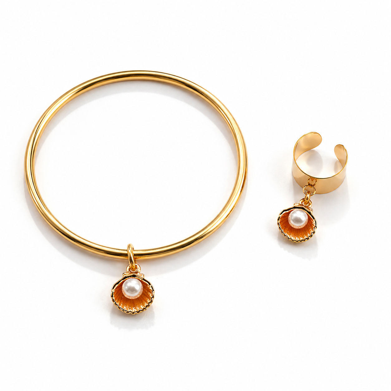 Duo jonc et bague breloque Maya