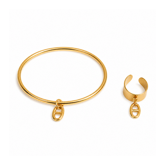 Lot jonc et bague breloque Candice